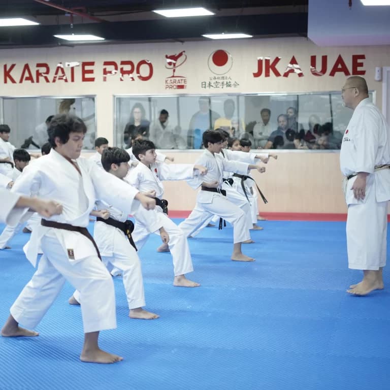 Kids karate class training at the Dubai Silicon Oasis branch