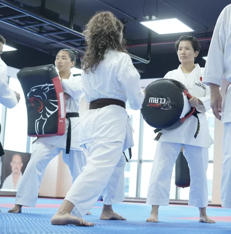 Women's karate class training at the Dubai Silicon Oasis branch